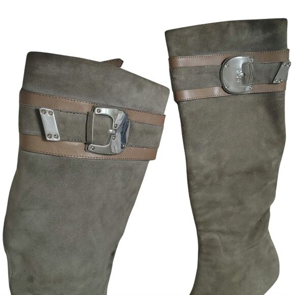 Leather Cole Haan Nike Collaboration Gray Suede Tall Zip Up Boots Size 7.5 AA - Picture 4 of 10